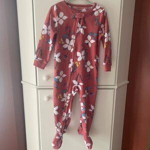 Carter's Coral Floral Footed One-Piece Pajamas